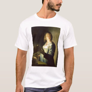 T-shirt Jeune femme avec une bougie