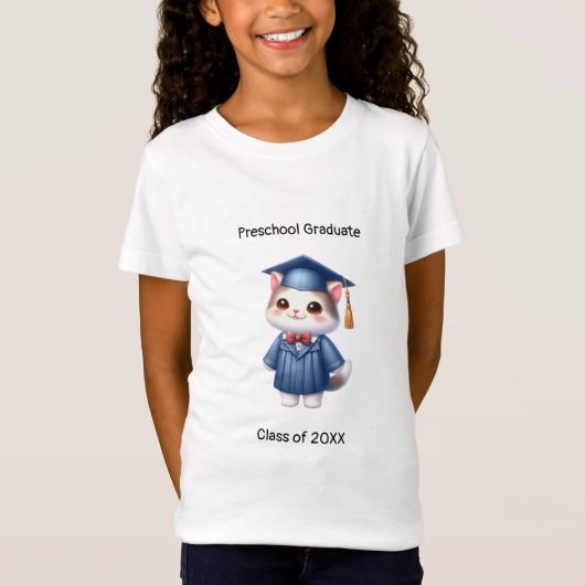T-Shirt Jeune fille de l'école maternelle Mignonne Cat Gra (Devant)