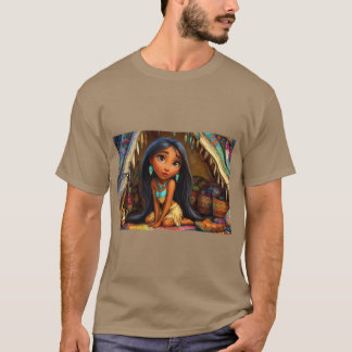 T-shirt Jeune fille en tenue traditionnelle à l'intérieur
