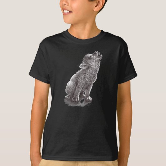 T-shirt Jeune loup hurlant joli loup gris (Devant)