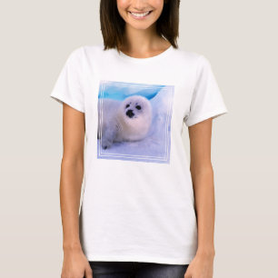 T-shirt Jeune phoque de la harpe couvert de flocons de nei