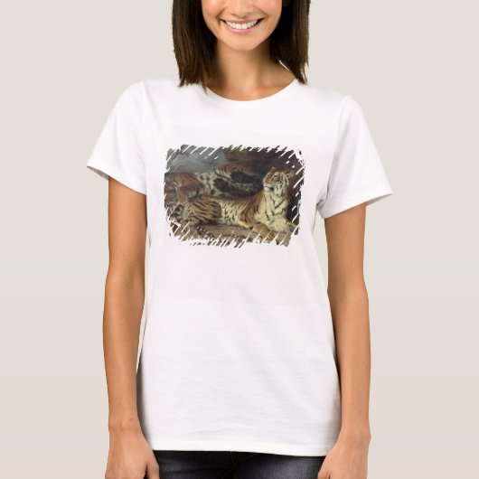 T-shirt Jeune tigre jouant avec sa mère, 1830 (huile sur (Devant)
