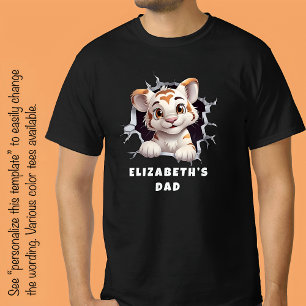 T-shirt Jeune tigre mignon regardant hors d'un trou Fête b