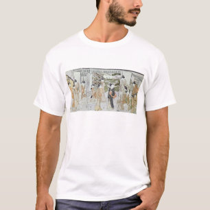 T-shirt Jeunes femmes avec un panier des chrysanthèmes
