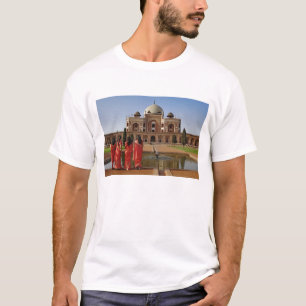 T-shirt Jeunes Indiennes et tombeau d'Humayun, Delhi,