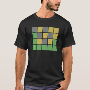 T-shirt Jeux De Mots Avec Vert Gris Jaune Carrés Pour Happ