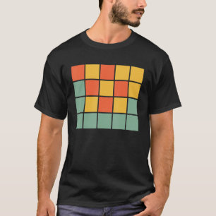 T-shirt Jeux de mots Rétro Orange Bleu Carrés Jaunes Pour