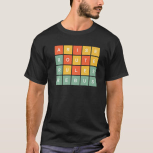 T-shirt Jeux de mots rétro orange bleu jaune carrés pour H