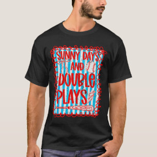 T-shirt Jeux doubles rétro de baseball ensoleillé femmes f