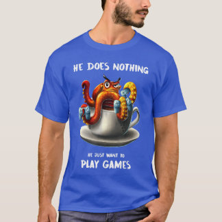 T-shirt Jeux vidéo Conception de joueur de jeu de poulpe i