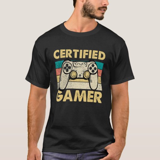 T-shirt Jeux Vidéo Funny Certifié Gamer Retro Gaming Out (Devant)