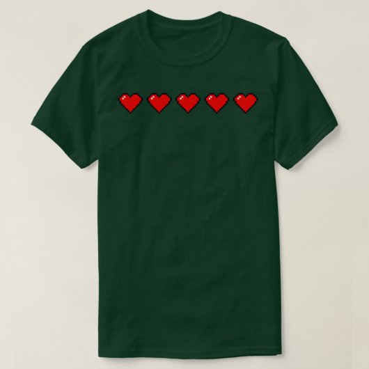 T-shirt Jeux Vidéo Gamer Lover Coeurs Pixel (Design devant)