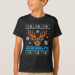 T-shirt Jewdolph Ugly Hanoukka Reindeer Funny Chanukah<br><div class="desc">Ce T-shirt Hanoukka Amour et Lumière Juif Vêtements de Fêtes,  fait un grand cadeau Chanukah ou préet Chanukah. Peut porter comme pyjama,  apparier en famille,  tout en mangeant des latkes et en jouant au dreidel ou à tout moment de la fête juive toute l'année.</div>