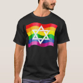 T-shirt Jewish Gay Pride Wavy Flag with a Star of David (Devant)