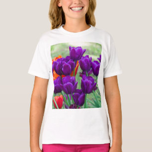 T-shirt Jigsaw tulipes violettes foncées