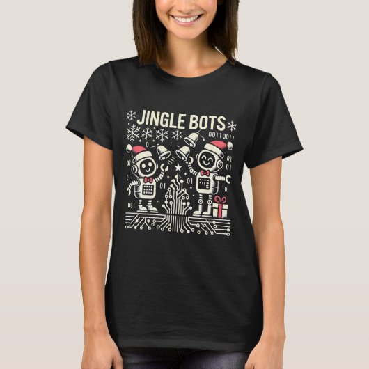 T-shirt Jingle Bots Festive Robots de vacances avec chapea (Devant)