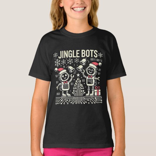 T-shirt Jingle Bots Festive Robots de vacances avec chapea (Devant)