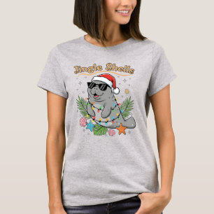 T-shirt Jingle Shells Tropical Santa Lamantin Noël