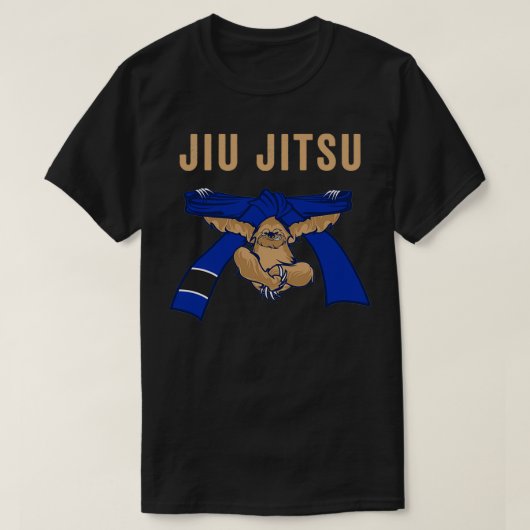 T-shirt Jiu Jitsu BJJ Sloth Jiu Jitsu Blue Belt avec texte (Design devant)