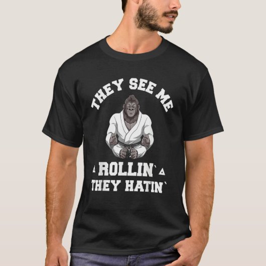 T-shirt Jiu Jitsu Rollin BJJ Grappling Gorilla (Devant)
