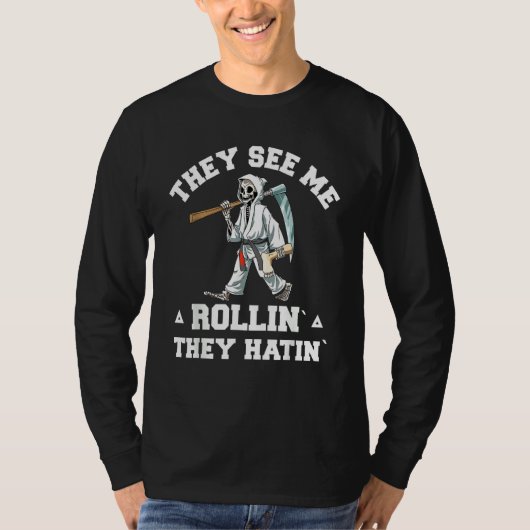 T-shirt Jiu Jitsu Rollin   BJJ Grappling Grim Reaper (Devant)