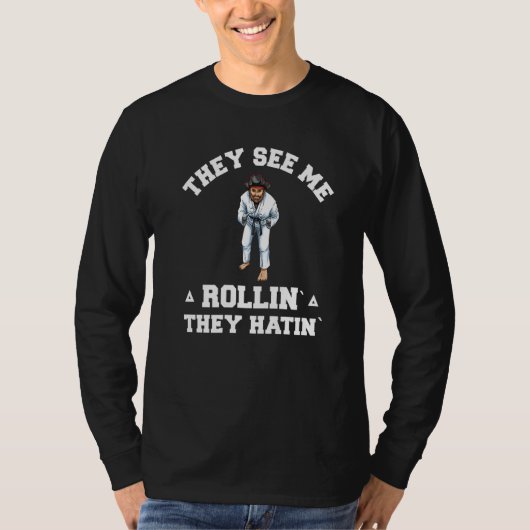 T-shirt Jiu Jitsu Rollin BJJ Grappling Pirate (Devant)