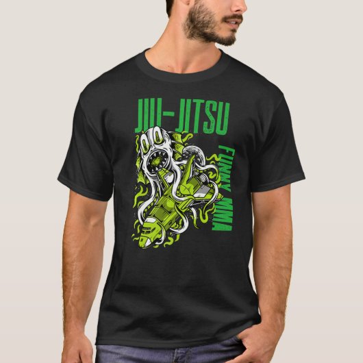 T-shirt Jiu Jitsu Space Monster Rocket Ship Grapple Mixed (Devant)