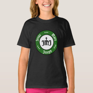 T-shirt JMJ : Jésus, Marie, Joseph Logo (Vert)