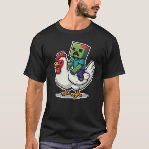 T-shirt Jockey Pixel Drôle Équidant un Jockey de Poulet