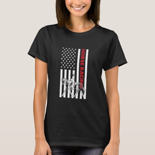 T-shirt Jockey Us Drapeau Horse Racing (Devant)