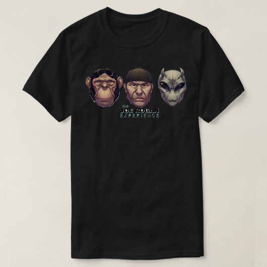 T-shirt Joe Rogan expérience avec le singe et le alie (Design devant)