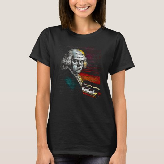 T-shirt Johann Sebastian Bach Music Pianist (Devant)