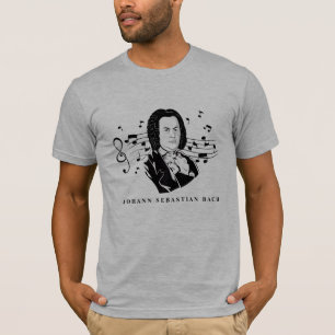 T-shirt Johann Sebastian Bach Portrait et buste avec notes