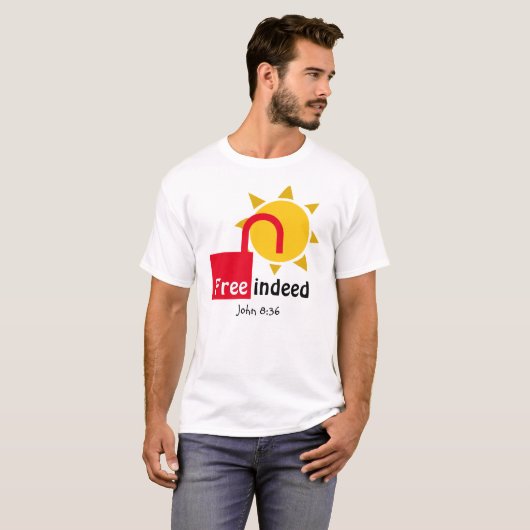 T-shirt John 8:36 LIBRE EN EFFET Personnalisable Christian (Devant entier)