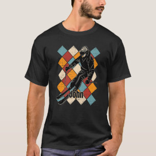 T-shirt John Skiing Slopes Nom du skieur Vintage