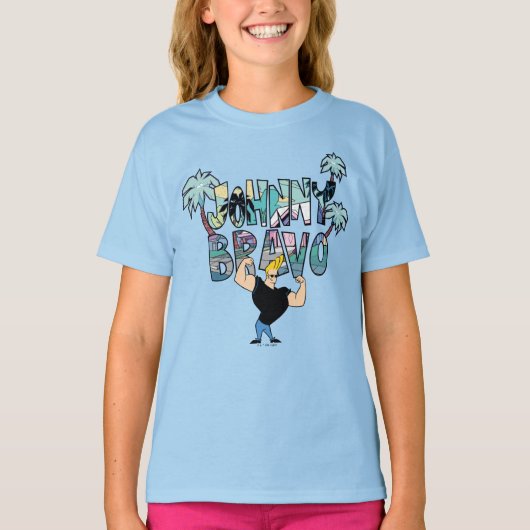 T-shirt Johnny Bravo Palm Tree Nom (Devant)