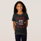 T-Shirt Joie de filles au noir de Noël du monde (Devant entier)