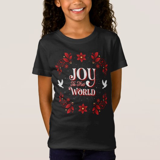 T-Shirt Joie de filles au noir de Noël du monde (Devant)