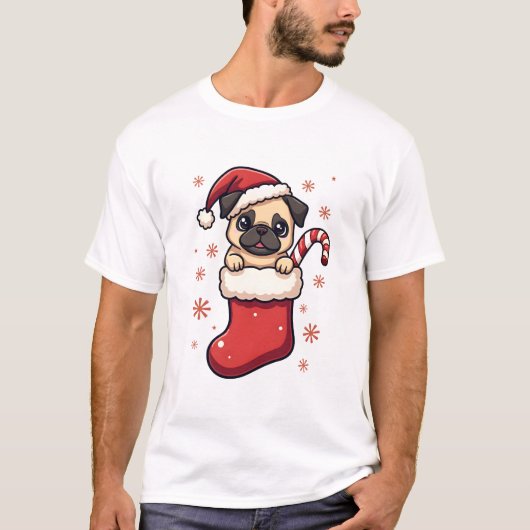 T-shirt Joie de Santa Pug (Devant)