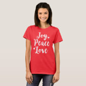 T-shirt Joie Paix Amour Noël Brosse Script (Devant entier)