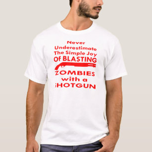 T-shirt Joie simple des zombis de soufflage avec un fusil
