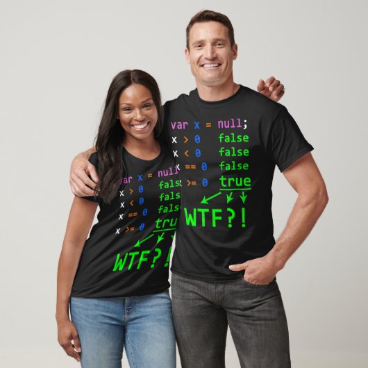 T-shirt Joke de programmation Javascript avec valeur null (Unisexe)