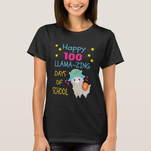 T-shirt Joli 100 Jours Llama-zing École pour enfants Pullo (Devant)