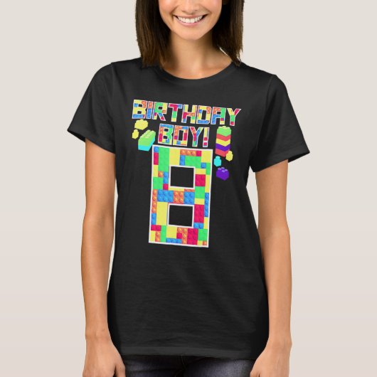 T-shirt Joli 8e anniversaire 8 ans garçons de constructio (Devant)