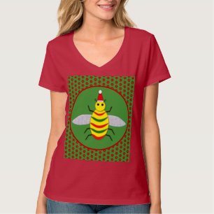 T-shirt Joli abeille de Noël et fleurs de poinsettia