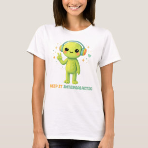 T-shirt Joli Alien Garde La Paix Intergalactique Signe Mus