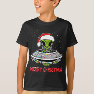 T-shirt Joli Alien Noël Arbre Lumières Noël Fêtes de Noël