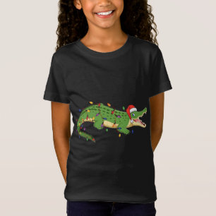 T-Shirt Joli Alligator Avec Père Noël Casquette Feux de No