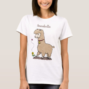 T-shirt Joli alpaga joyeux avec dessin animé de papillon