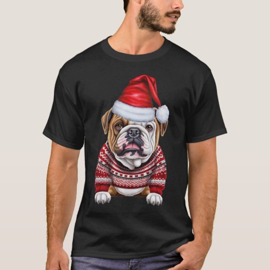 T-shirt Joli Amant Bulldog Noël drôle (Devant)